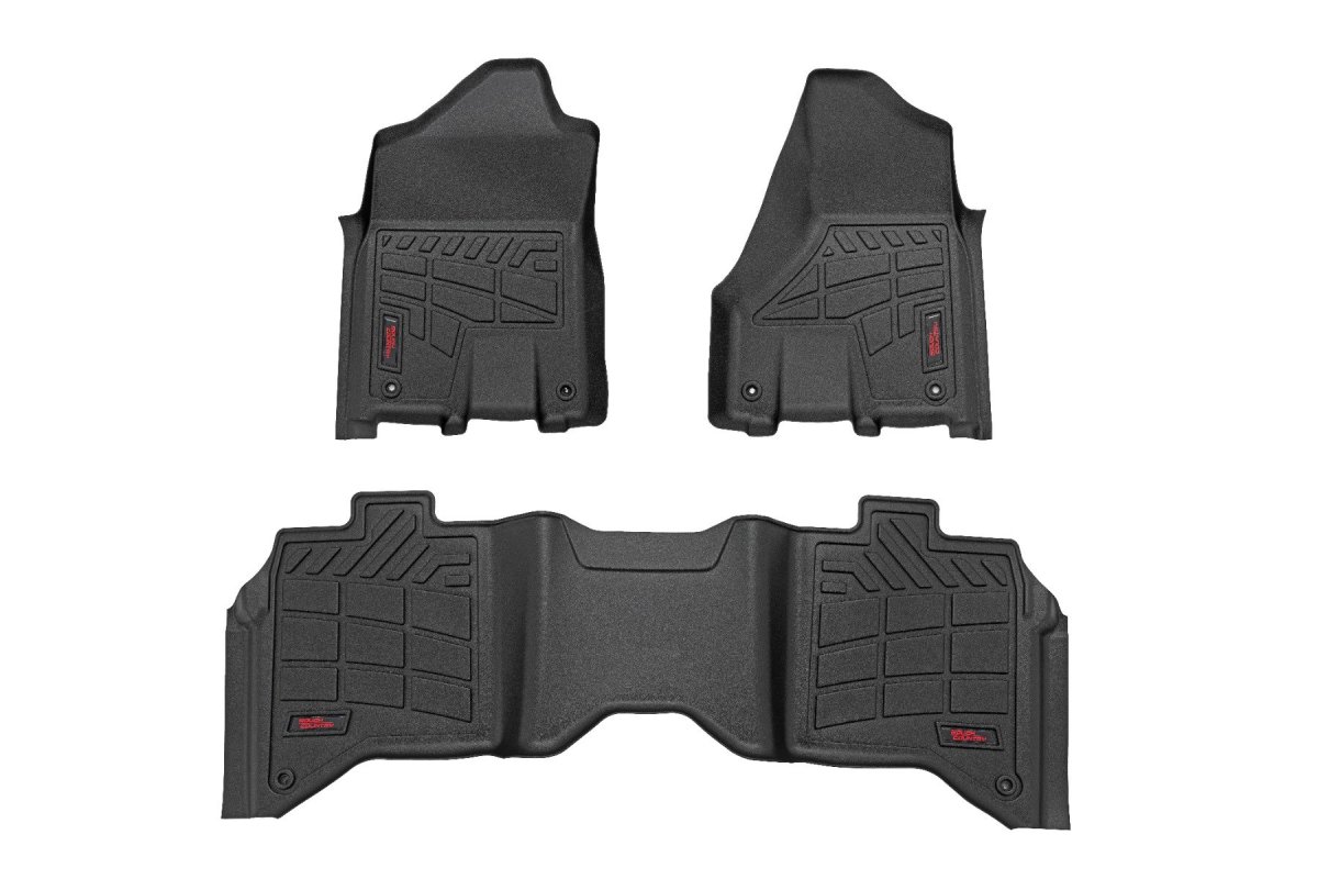 Ram 3500 Floor Mats - Front & Rear - Rough Country - Sure-Fit - '19-'24